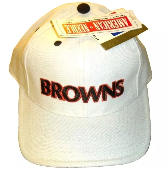 Cleveland Browns White American Needle Mens VIntage 90s Fitted hat sz. 7 5/8 New - Picture 1 of 4